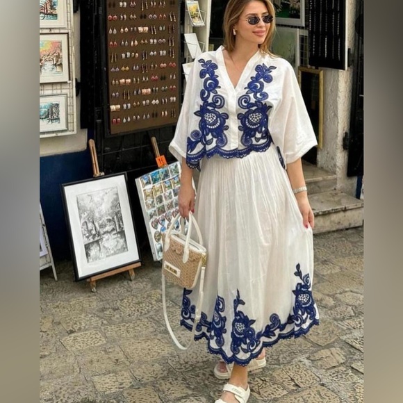 ZARA CONTRAST EMBROIDERED SKIRT ONLY ZW COLLECTION 5107/245 346/021 - Picture 6 of 8